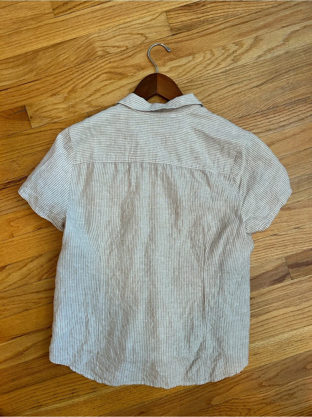 J. Crew Lightweight Striped Short-Sleeve Button-Up Shirt - Cream & Tan